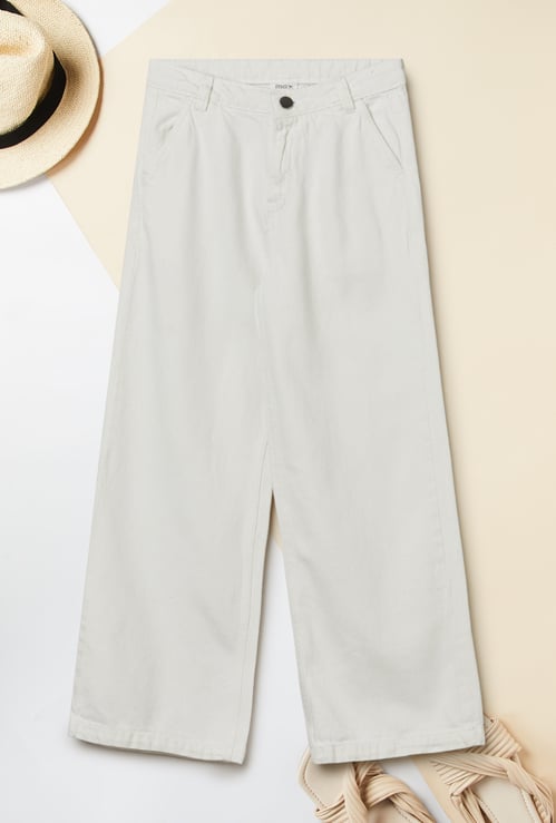 Girls Solid Flared Jeans