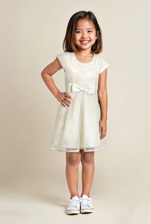 Girls Embroidered Flared Dress