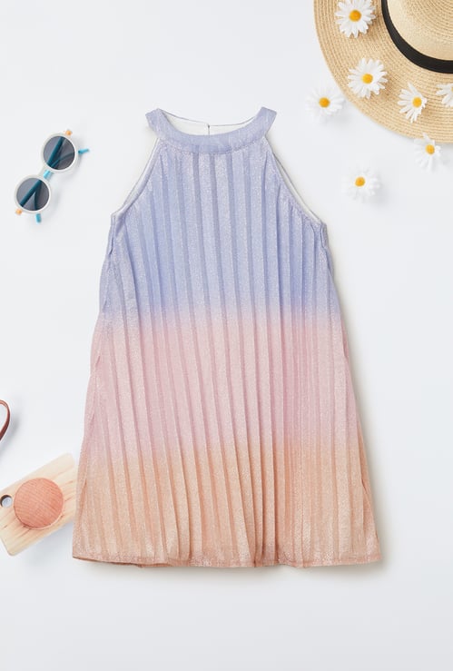 Girs Ombre Pleated Dress