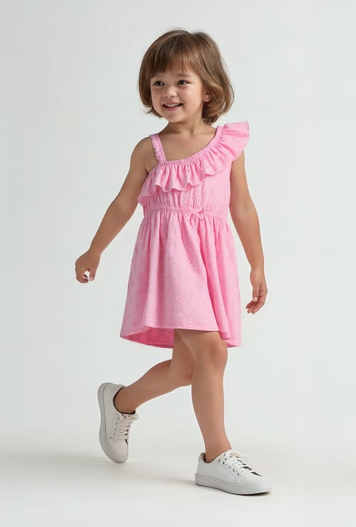 Girls One Shoulder Schiffili Dress