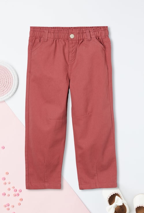 Girls Solid Mom Fit Trousers
