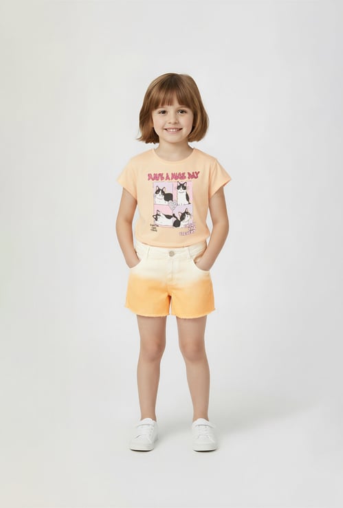 Girls Ombre Relaxed Fit Denim Shorts