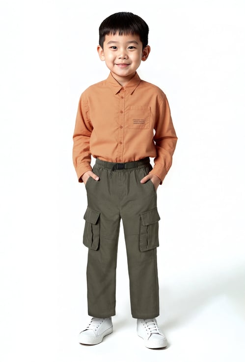 Boys Solid Cargo Trousers