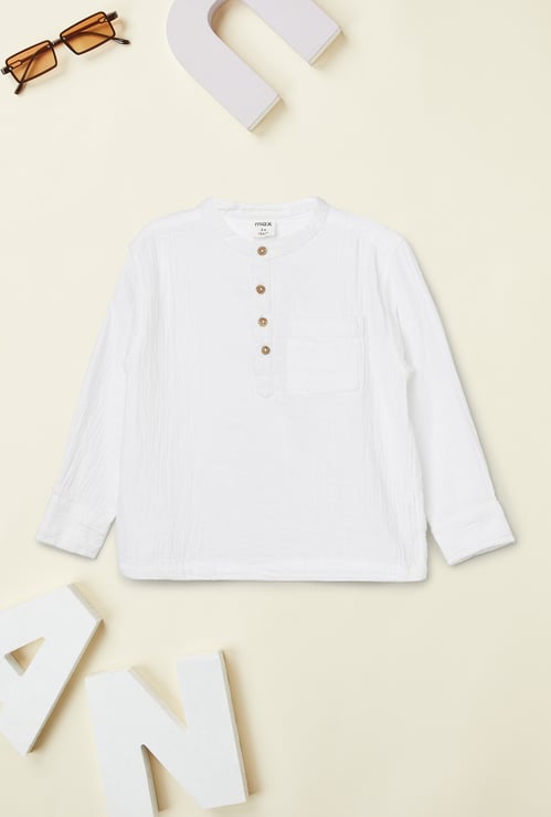 Boys Textured Oversized Shirt