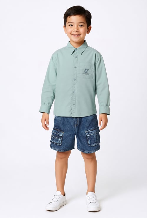 Boys Naruto Print Oversized Shirt