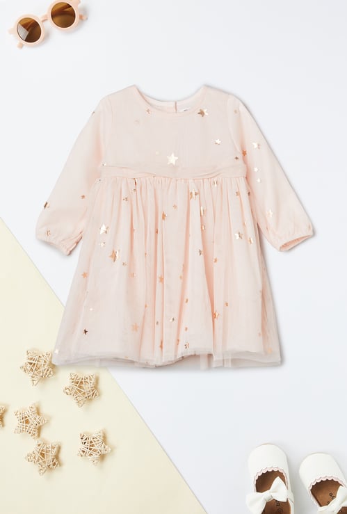 Girls Foil Print A-line Dress