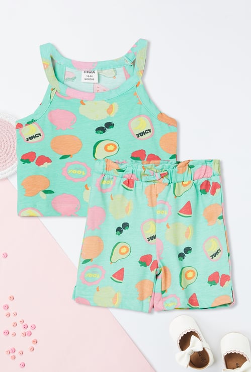 Girls Printed Shorts Set
