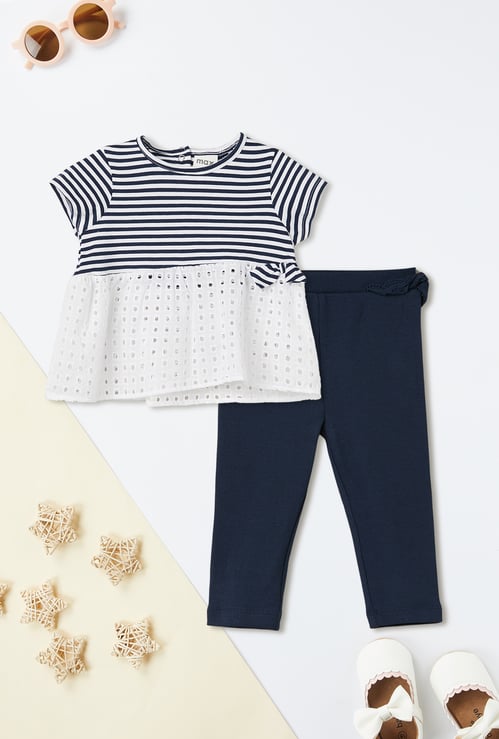 Girls Striped Leggings Set
