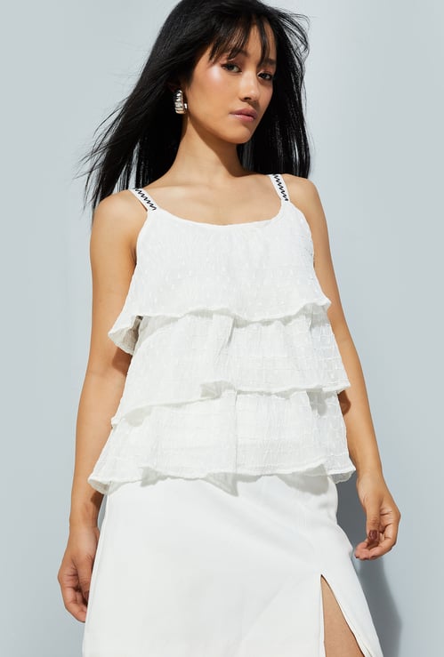 URB_N Women Textured Tiered Top