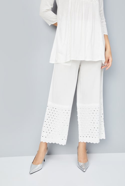 Women Embroidered Hem Palazzos