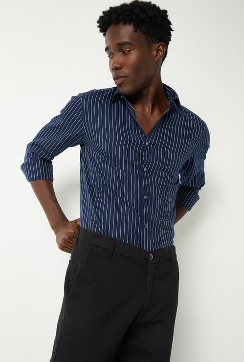 Men Slim Fit Striped Formal Shirt