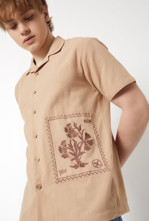 Men Embroidered Slim Fit Ethnic Shirt