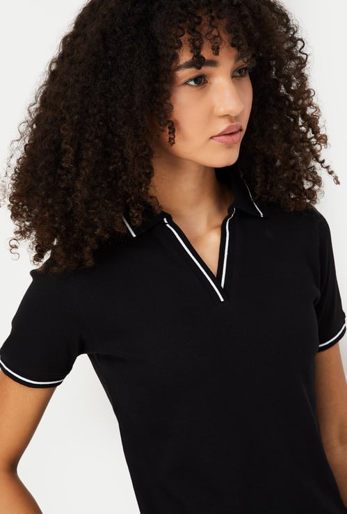 Women Solid Sports Polo T-shirt