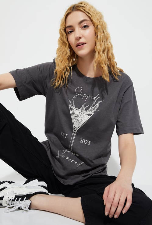 URB_N Women Printed Relaxed Fit T-shirt