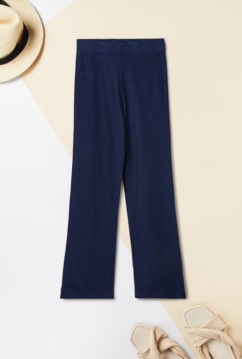 Girls Solid Flared Jeans