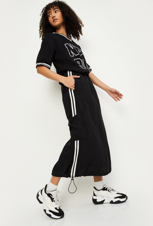 Women Side Striped Midi Skirt