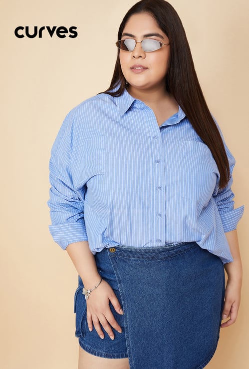 Women Oversized Striped Shirt