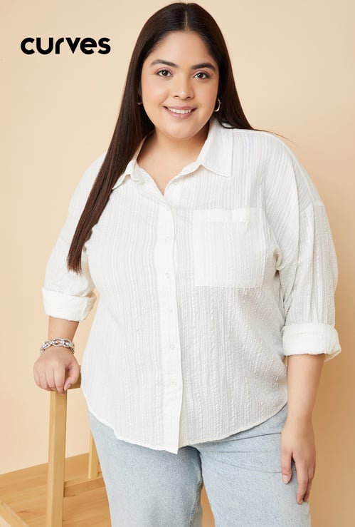 Women Seersucker Regular Fit Shirt