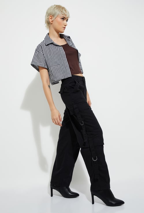 ALAYA F x URB_N Women Solid Low Rise Cargo Trousers