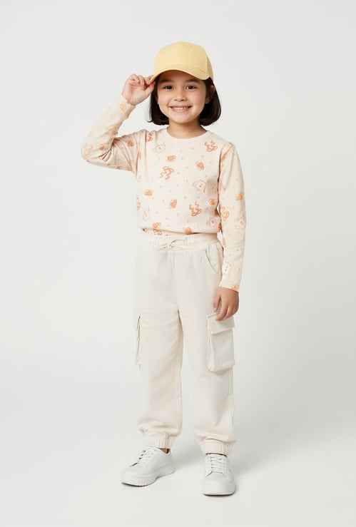 Girls Solid Cargo Joggers