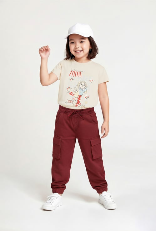Girls Solid Cargo Joggers
