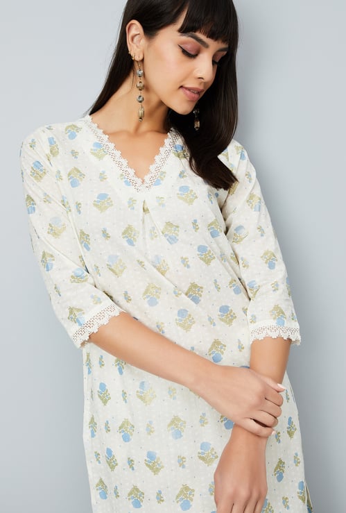 Women Floral Print Straight Kurta Set