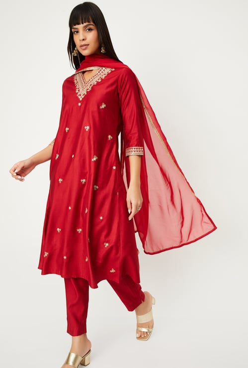 Women Embroidered A-line Kurta Set