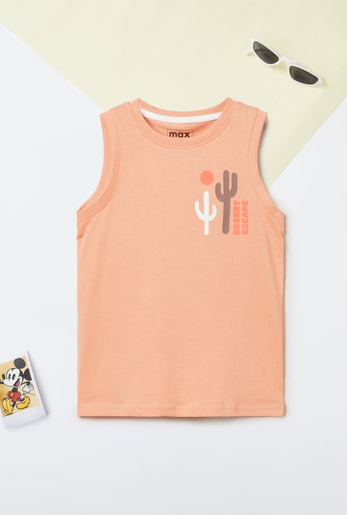 Boys Printed Sleeveless T-shirt