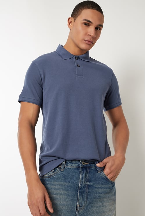 Men Textured Regular Fit Polo T-shirt