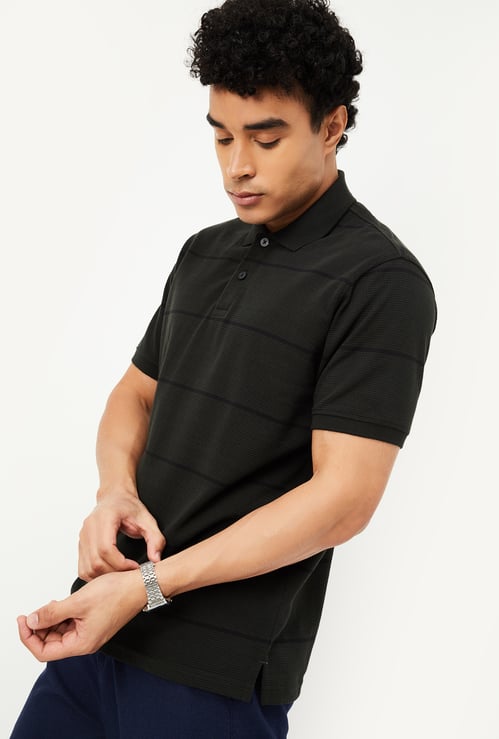 Men Striped Polo T-shirt