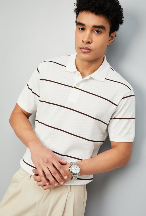 Men Striped Polo T-shirt