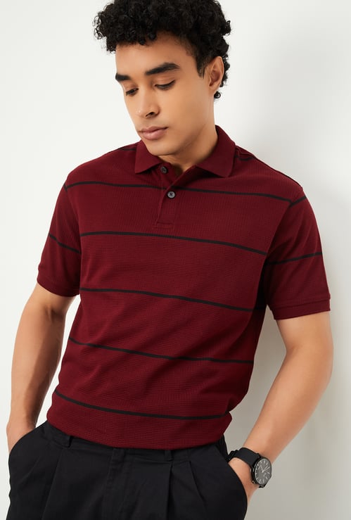 Men Striped Polo T-shirt