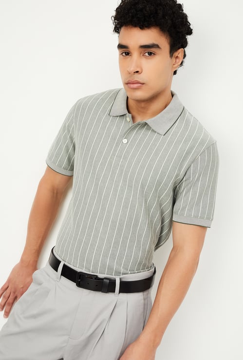 Men Striped Polo T-shirt