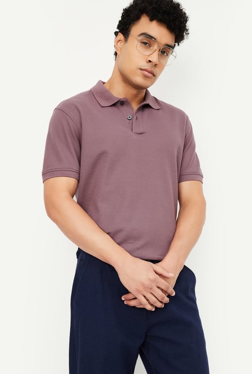 Men Textured Polo T-shirt