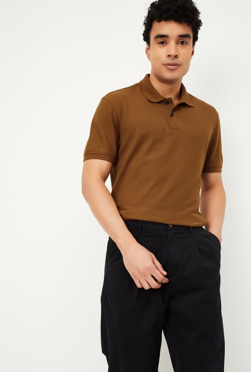 Men Textured Polo T-shirt