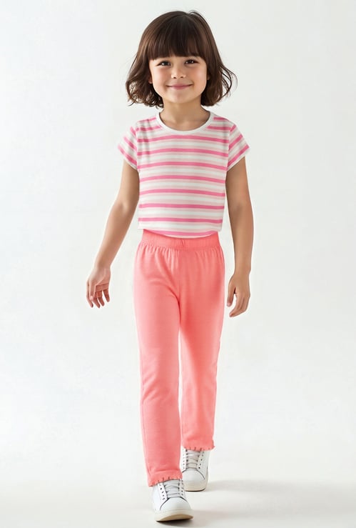 Girls Ribbed Full-Length Leggings