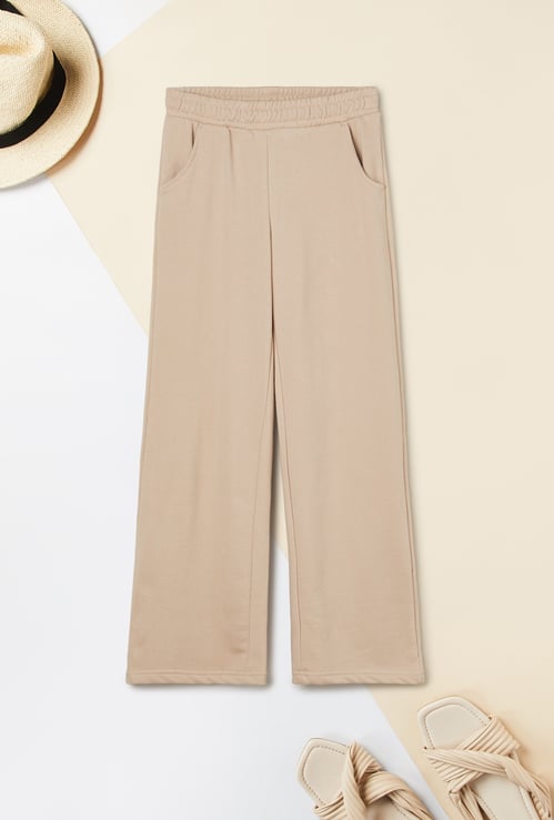 Girls Solid Wide Leg Trousers