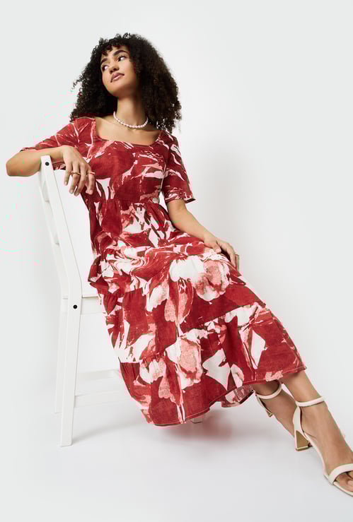 Women Printed Fit & Flare Midi Dress