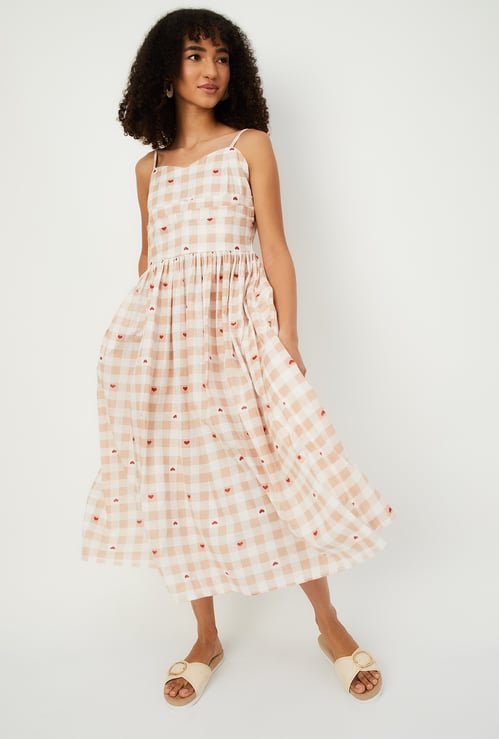 Women Checked Midi Dress