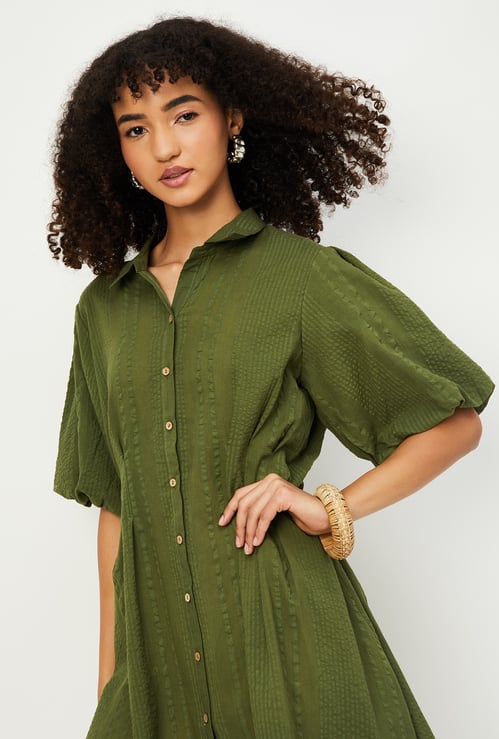 Women Seersucker A-line Dress