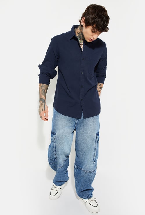 URB_N Men Textured Regular Fit Shirt