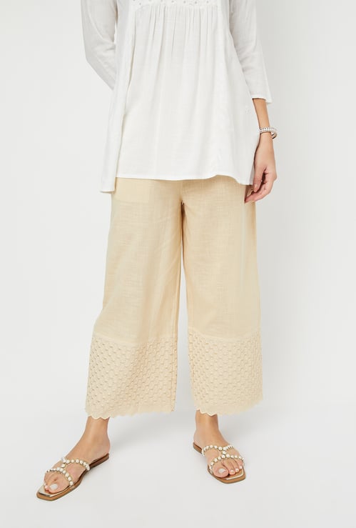 Women Embroidered Hem Palazzos