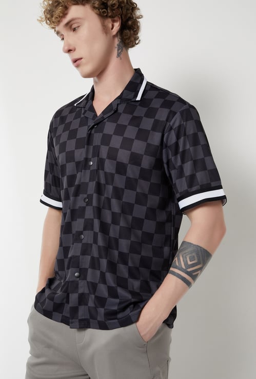 Men Checked Oversized Sports Shirt