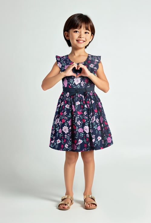 Girls Floral Print Dress