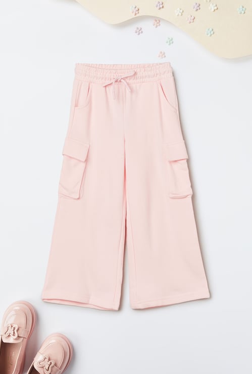 Girls Solid Cargo Trousers