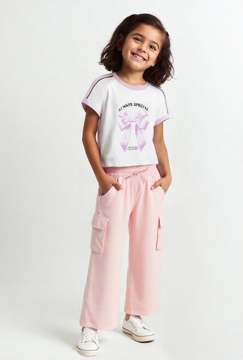 Girls Solid Cargo Trousers