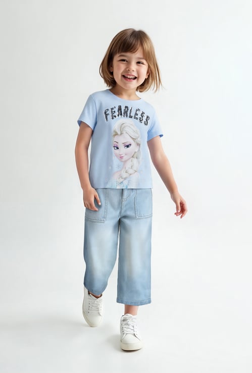 Girls Frozen Print Oversized T-shirt