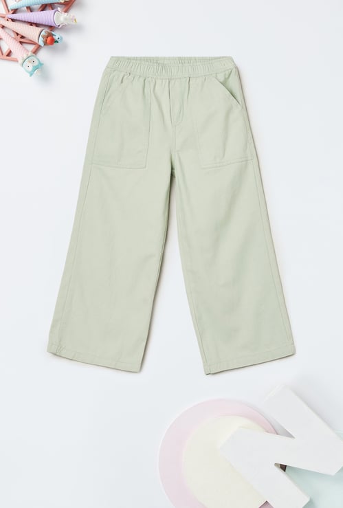 Girls Solid Wide Leg Trousers