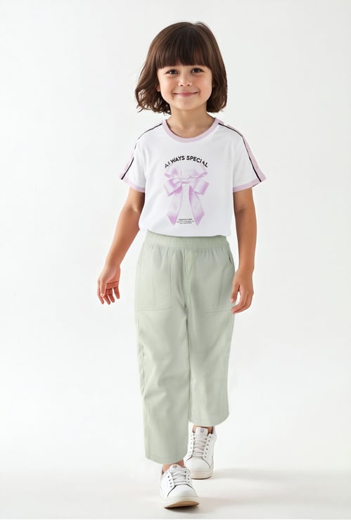 Girls Solid Wide Leg Trousers