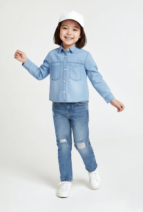Girls Washed Denim Shirt